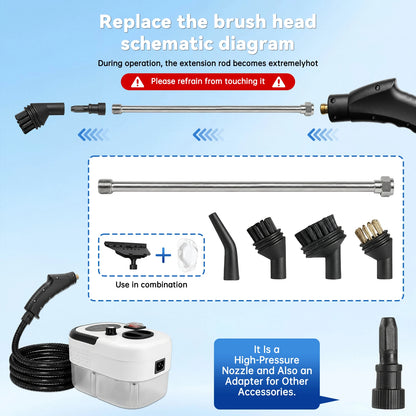2500W Portable Handheld Steam Cleaner with Accessories – High-Temperature, 110V US Plug