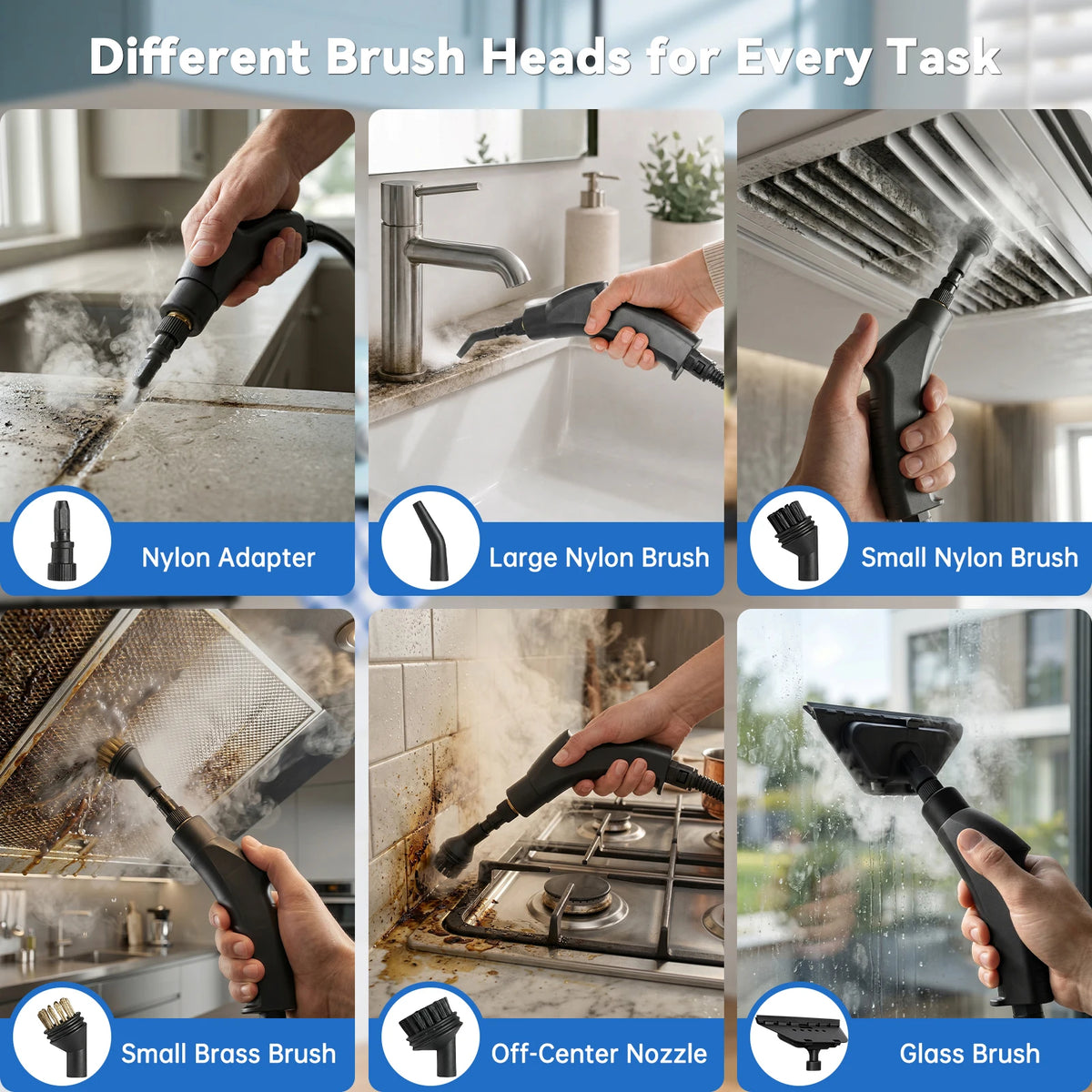 2500W Portable Handheld Steam Cleaner with Accessories – High-Temperature, 110V US Plug