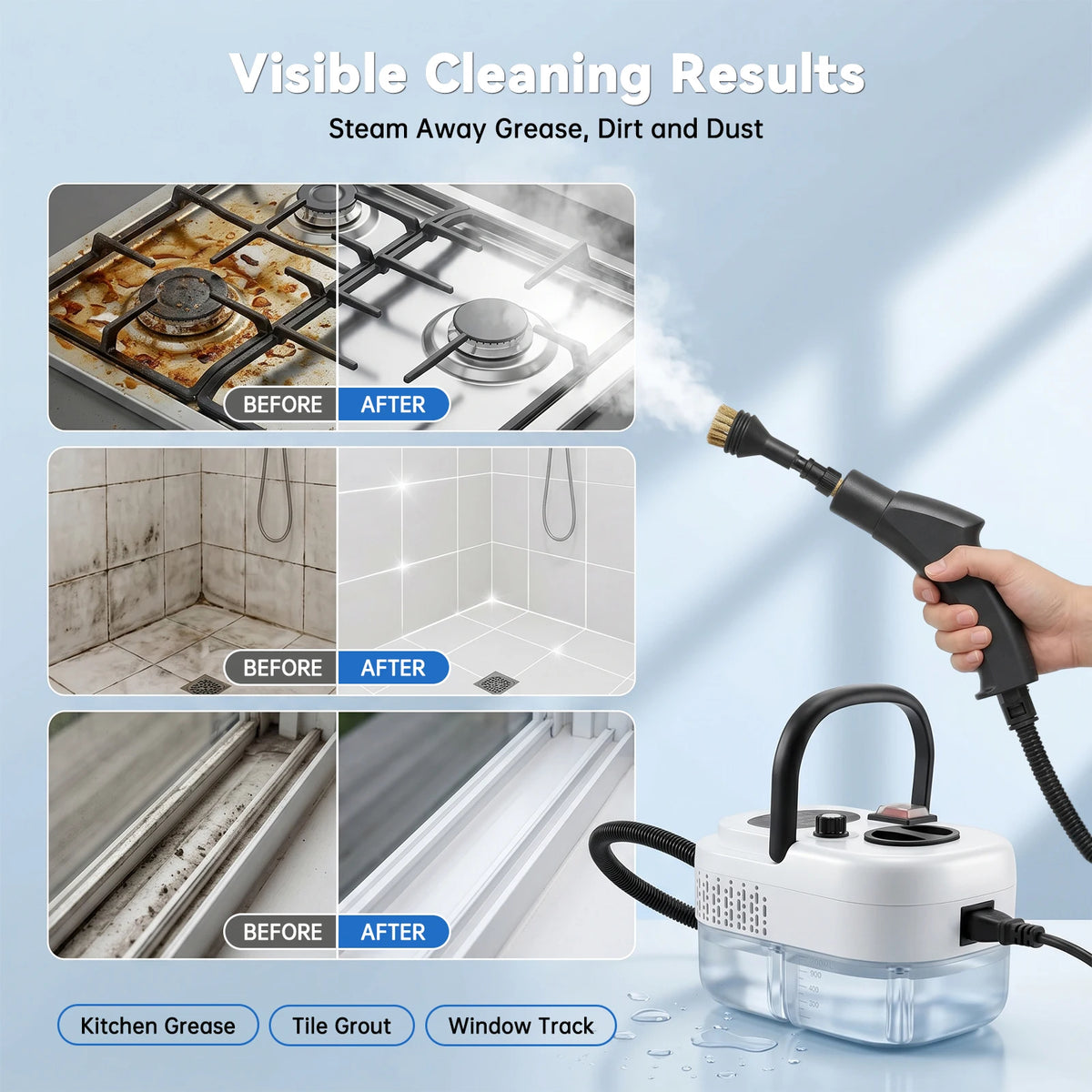 2500W Portable Handheld Steam Cleaner with Accessories – High-Temperature, 110V US Plug