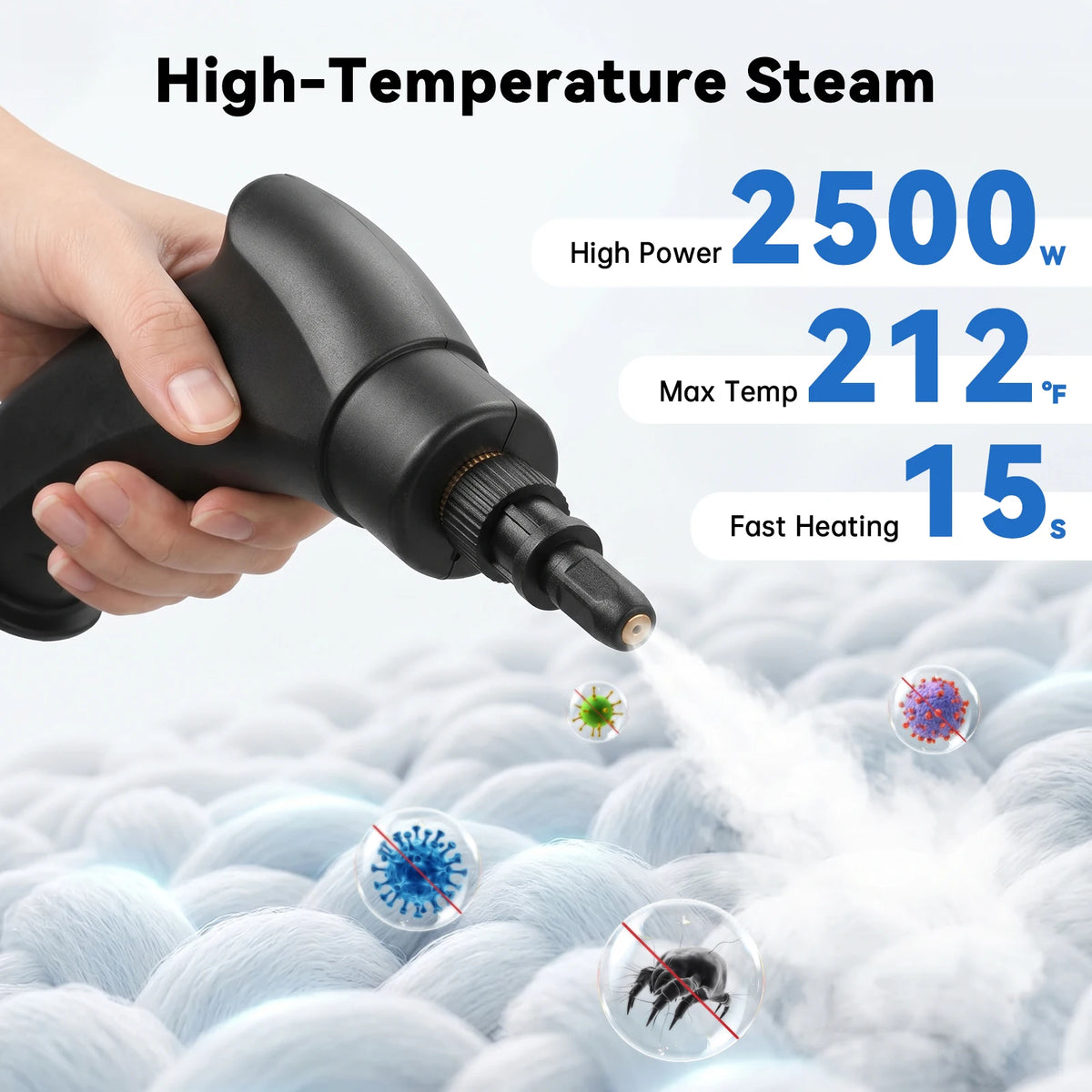 2500W Portable Handheld Steam Cleaner with Accessories – High-Temperature, 110V US Plug